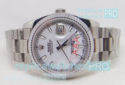 Replica Rolex Datejust White Face Stainless Steel Case Watch